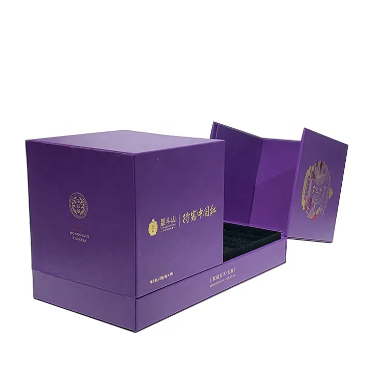 Забавный дизайн, фиолетовая роскошная упаковка, картонные подарочные коробки с жестким тиснением, открываемая подарочная коробка