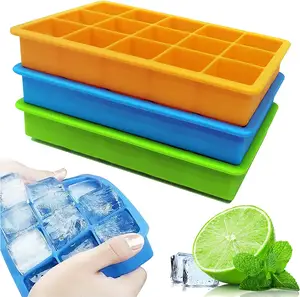 Ice Cube khay Silicone khay đá dễ dàng phát hành linh hoạt khuôn mẫu cho tủ đông đen vuông 15 Ice Cream công cụ