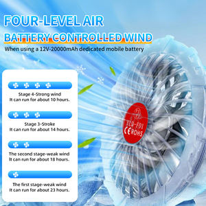 Куртка-блузон с кондиционером и 2 вентиляторами, 12В, аккумулятор 20000 мАч, летняя, тонкая, на молнии, унисекс, для работы на улице - Product Image 3