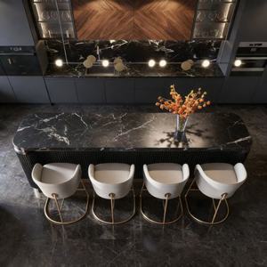 طاولة بار فاخرة مقاومة للماء من الفولاذ مع سطح رخامي متعددة الوظائف عالية الجودة للتخزين أثاث مطبخ للمنزل والفنادق - Product Image 5