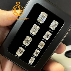 Boucles <span class=keywords><strong>d</strong></span>'oreilles clous en or massif 10K 14K 18K avec diamants de laboratoire taille émeraude, bijoux fins, romantiques pour femme - Product Image 4