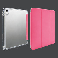 Étui rigide transparent mat à trois volets avec support réglable et stable, porte-crayons, coque anti-rayures personnalisable pour iPad Air 13