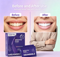 Bandes blanchissantes pour les dents à double action NHAP, goût menthe, respectueuses de l'émail, emballage personnalisé, commande en gros, fournitures de soins dentaires à domicile