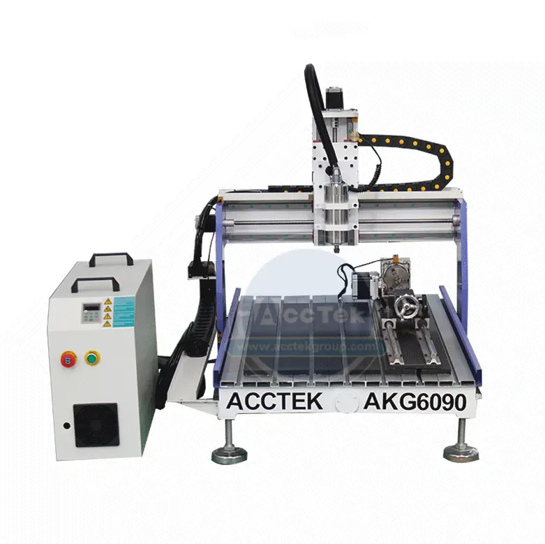 AccTek-enrutador CNC pequeño, 6040 6090, con eje giratorio, maquinaria de madera cnc