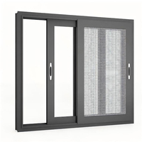 Ventanas Corredizas Horizontales de Aluminio Insonorizadas de Diseño Moderno con Malla de Seguridad para Balcón y Sala de Estar