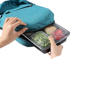 บรรจุอาหารไมโครเวฟปลอดภัย3ช่องภาชนะบรรจุอาหาร PP พร้อมฝาปิดใสกล่องบรรจุอาหารกลับบ้าน - Product Image 3