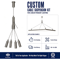 Kit de suspension de câbles réglable en hauteur, pince à câble à 4 voies en laiton et acier inoxydable pour éclairage de panneaux LED linéaires