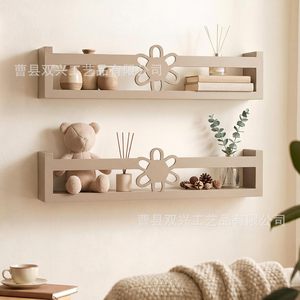 Wooden Floating Wall Shelf Rectangle Wall Mounted Storage Rack For Room <b>Decoration</b> Bedroom Living Room Cafe - Product Image 1