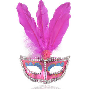 Máscara de Fiesta Divertida de Plástico Estilo Veneciano con <span class=keywords><strong>Plumas</strong></span> de Pavo para Disfraces, Carnaval, Mascarada, Suministros para Fiestas, Decoración Navideña - Product Image 6