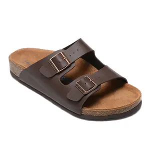 Dropshipping di grandi dimensioni suola in vera pelle spessa fodera imbottita birkenstock donna sandali con plateau pantofole scarpe