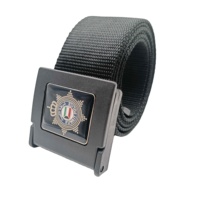 Ceinture tactique de chasse en plein air en nylon noir et vert de 54 mm, robuste, personnalisée avec logo Koweït, avec boucle en plastique