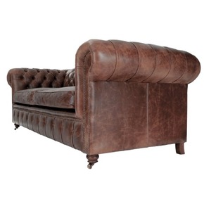 Sofá Chesterfield de Alta Calidad, 3 Plazas, Cuero Genuino, Tapizado Profundo, Mueble de Sala de Estar de Lujo, Estilo Clásico Elegante - Product Image 2