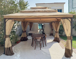 Gazebo de 3 niveles con techo suave de 12x12 pies, toldo exterior con malla y paredes laterales de poliéster, pabellón de jardín con estructura metálica, venta al por mayor - Product Image 5
