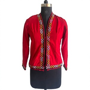 Pañuelo para la Cabeza Africano de Satén de Algodón Rojo Tribal Banjara, Bordado a Mano, con Patrón Geométrico, Diseño Étnico Tradicional, Transpirable - Product Image 2