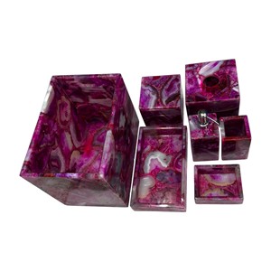 Ensemble de salle de bain en agate rose, ensemble d'accessoires de salle de bain, ensemble de bain rose de luxe, ensemble de salle de bain de style campagnard, ensemble de décoration de salle de bain, ensemble de 7 pièces - Product Image 2