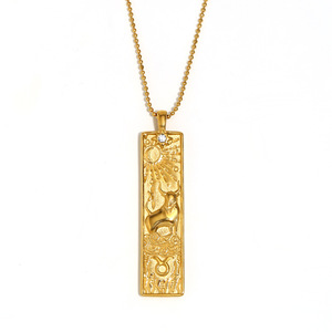 MW Wholesale Nouveau Collier Unisexe 12 Signes du Zodiaque en Acier Inoxydable Plaqué Or 18K Étanche avec Pendentif Gaufré - Cadeau Tendance - Product Image 6