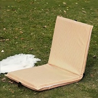 Coussin de siège pliable portable pour stade, chaise de plage rayée rembourrée avec dossier pour camping, pique-nique, pelouse