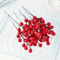 12-delige enkelvoudige tak met vorstbestralde rode kunstmatige plastic injectiegietbeslagen 30cm-100cm Hulstbessen Geluksbessen Halloween Nieuw
