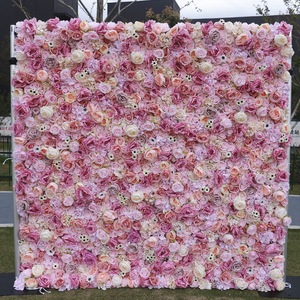 Muro de Flores Rosadas al por Mayor, Telón de Fondo de Flores 5D, Rollo de Tela Decorativa con Flores Artificiales para Decoración de Bodas - Product Image 1