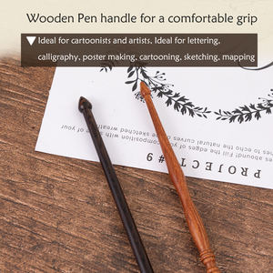 Ensemble de stylos à tremper en bois dessiner <span class=keywords><strong>dessin</strong></span> animé caricature calligraphie stylo à encre avec <span class=keywords><strong>une</strong></span> bride en métal amovible - Product Image 4