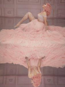 Las mujeres cantante concierto etapa desgaste brillante strass tramo <span class=keywords><strong>mono</strong></span> Rosa siguiendo velo largo falda Bar fiesta traje de la danza - Product Image 4