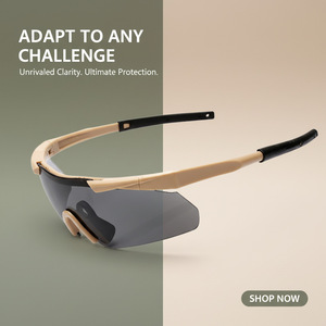 Lunettes de protection sportives avec 3 lentilles interchangeables, résistantes aux chocs, pour la chasse en plein air, le cyclisme, le paintball, unisexes - Product Image 1