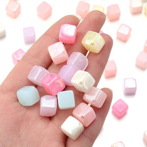 Hot-selling Acrylic Color Electroplating Square Beads for DIY Handmade Materials <b>Bracelets</b> Mobile <b>Phone</b> Chains Accessories - Product Image 3