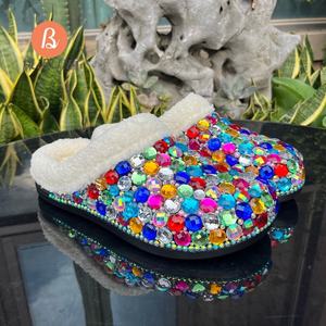 Sandalias de Mujer, Pantuflas EVA con Pedrería, Logotipo, Antideslizantes, Planas, Cerradas, para Invierno, Aumentan la Estatura, Zapatos para Exteriores - Product Image 4