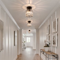 Lustre de plafond en cristal pour couloir, escalier, salon, entrée, petit modèle 13 cm, douille E27 E26, IP20, pour plafonds bas