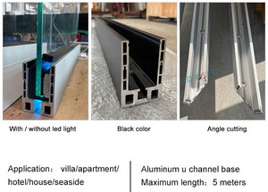 Aluminum <strong>Frameless</strong> LED <strong>Glass</strong> <strong>Balustrade</strong> U Channel <strong>Glass</strong> Railing With LED Light For Balcony Terrace Deck Stair Hotel Railing - Product Image 5