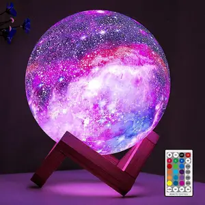 Night Light 16 Colors Remote Touch Control USB Rechargeable Galaxy Lamp Birthday Gifts Teenage Girls Boys Kids Led 3D Moon Lamp