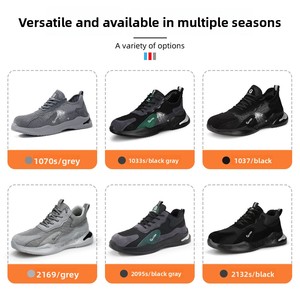 Chaussures de protection du travail pour hommes, anti-choc, anti-perforation, avec embout en acier, pour chantier, en velours et maille, d'été, en daim - Product Image 3
