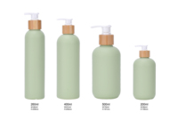 Ensemble d'Emballages Cosmétiques : Pot de Crème 250ml, Bouteille en Plastique Blanche 100ml, 150ml, 250ml, 500ml avec Pompe Spray Lotion et Couvercle en Bambou