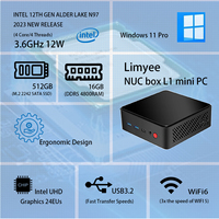 Mini PC Limyee al por Mayor, Estilo NUC, Intel Celeron N97, Win10/Win11, DDR5, Pantalla Dual, 8GB, 128GB, Compacto, para Negocios y Hogar