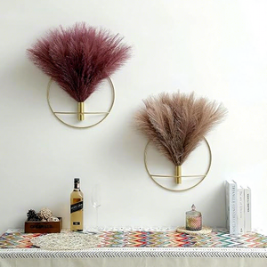 Décoration murale moderne, cadre circulaire en métal, plumes plaquées or, décoration de la maison, style minimaliste - Product Image 4