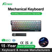 Clavier mécanique Keywin K68 trois modes (sans fil/filaire) RGB pour gaming e-sport, 68 touches gravées latéralement, pour ordinateur de bureau
