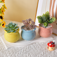 Set Kombinasi Pot Bunga Keramik Ramah Lingkungan dengan Lapisan Glaze Gaya Macaron untuk Berkebun Kreatif di Rumah