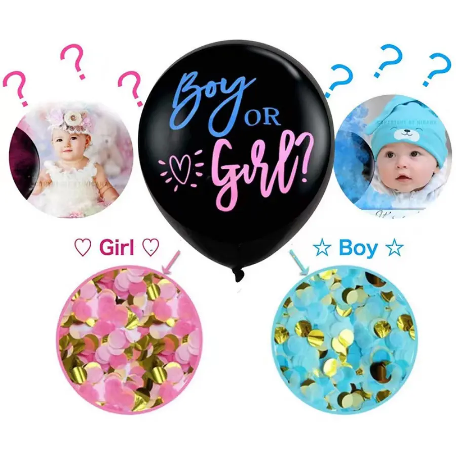 Nieto revelar género revelar fiesta niño y niña Baby Shower decoración globo con confeti