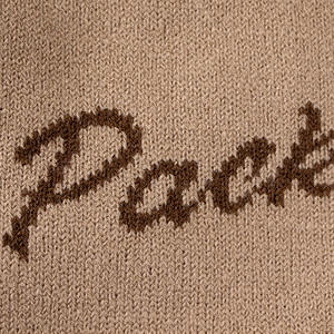 Designer Winter Outdoor Khaki Voll gesicht Jacquard Logo Ein Loch Strick Sturmhaube 1 Loch Custom Ski Maske - Product Image 4