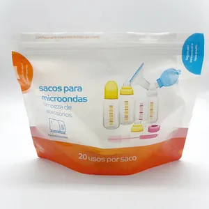 Bolsas de esterilización de microondas reutilizables para limpieza con vapor de microondas sin BPA para esterilización de biberones