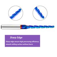 Fraise à queue monobloc en carbure de tungstène massif pour CNC, à bout sphérique, diamètre 1/8 po, revêtement Nano Bleu, personnalisable OEM, hélice 45°