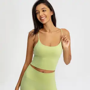 Colore solido vendita calda Street Wear Sexy Women Halter Summer Fall Backless Seamless Cropped Tank Yoga Top