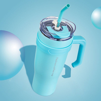 Gobelet isotherme en acier inoxydable de 40 oz avec poignée, couvercle et paille