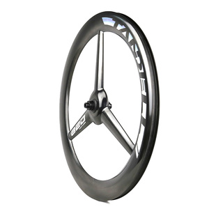 Bộ vành xe đạp đường trường 700C, đua thử thời gian, đường đua TT, phanh đĩa, toàn bộ bằng sợi carbon, vành trước 3 nan hoa kiểu sóng, vành sau phanh đĩa - Product Image 5