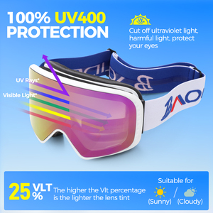 Masque de ski tendance avec verres cylindriques, monture en plastique de haute qualité, sangle réglable, protection UV400, verre anti-buée, pour l'extérieur - Product Image 2