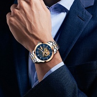 Jam Tangan Mekanik Otomatis Pria Robinni Stainless Steel Skeletonized Flywheel Tahan Air 5ATM Model Baru 2026