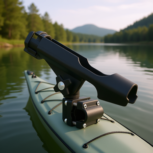 Support de canne à pêche pliable réglable pour kayak, rotatif à 360 degrés, en ABS noir - Product Image 2