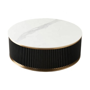 Villa de lujo moderna Muebles de sala de estar Mesa de centro con base de metal de alta calidad con mesa de mármol natural Nuevo diseño - Product Image 2