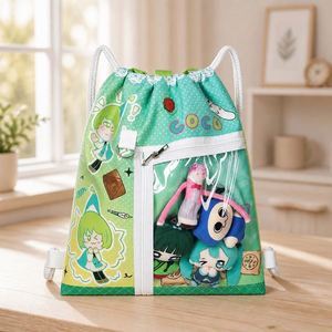 Bolsa de Lona Personalizada, Mochila con Cordón y Ventana Transparente para Pins y Charms, Bolsa Escolar Estética Personalizada, Regalo de Viaje - Product Image 6