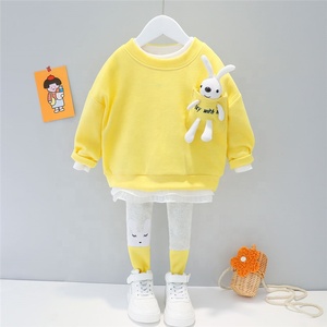 Bayi Perempuan Set Pakaian Anak-anak Pakaian Kasual Renda Kartun Kelinci T Shirt Celana Balita Bayi Anak Kostum Liburan - Product Image 3